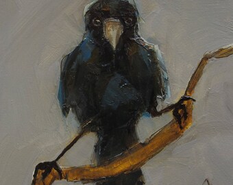 CROW RAVEN Black BIRD Colette W. Davis Art Giclee print