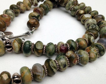 Rhyolite and silver rondelles necklace