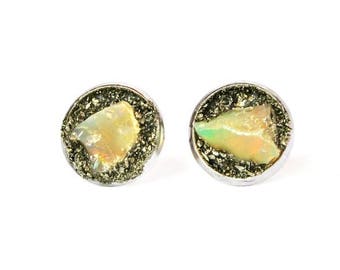 Raw Birthstone Jewelry, Opal Studs, Opal Earrings, Opal Earrings for Women, October Birthstone, Opal Stud Earrings, Gold Opal Earrings
