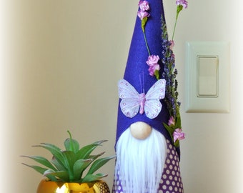 Spring Purple Floral Nordic Gnome, Tomte, Nisse, Gnome, Scandinavian, Mother's Day Gift, Harmony