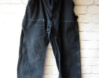 Vintage Carhartt Work Pants - Work Wear Street Wear Size 42 x 32 Black Canvas Pant USA Made Carhartt