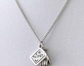 Tarot Necklace, Tarot Reader, Palmistry, Fortune Tellar, Palm Reader, Gothic Jewelry, Tarot Card Charm, Alternative Jewelry