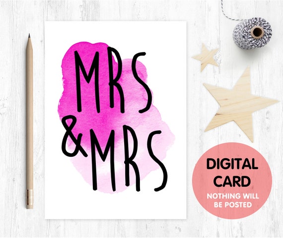 PRINTABLE lesbian wedding card mrs and mrs card lesbian anniversary card LBGT card lesbian valentines card lesbian engagement card