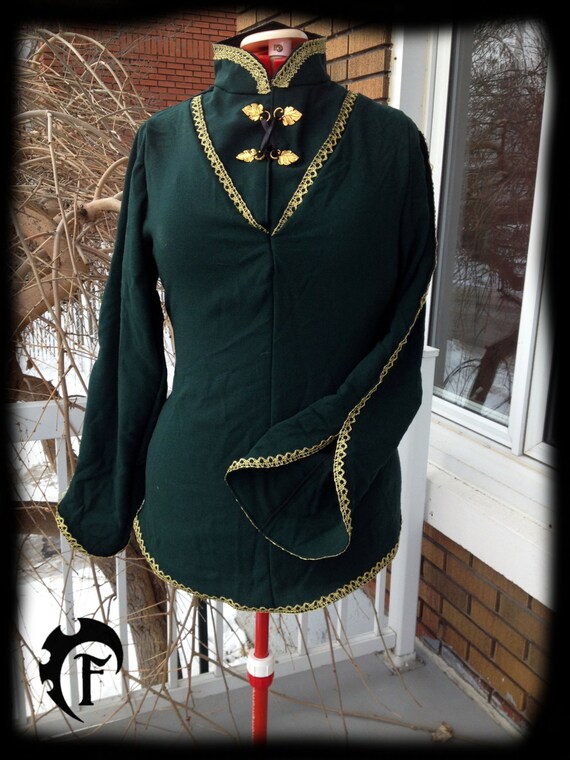 Items similar to Women Elvish tunic in green and gold, larp, larping ...