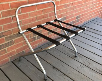 Vintage Metal Luggage Rack Industrial Retro Suitcase Holder Guest Room Decor
