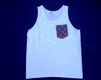 Men's Fishman Donut Pocket Tank Top in White Phish Shirt / You Enjoy My Shirt