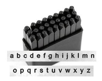 1.5mm SANS SERIF Lowercase and Numbers Metal Stamp Kit, Economy Alphabet Letters Metal Stamps, 1/16" Similar to Arial Letter Font