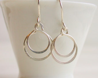 Petite Double Hoop Earrings. Small Hoop Earrings. Small Gold Hoop Earrings. Rose Gold Hoops. Dangle Earring.