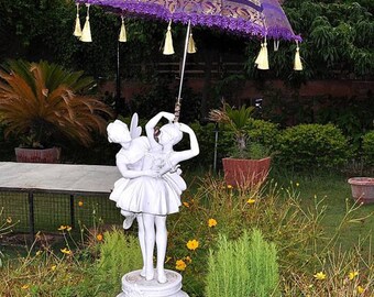 Indian Handmade Heavy Embroidery Work Patio Sun Parasol Umbrella Summer Sun Protection 24 x 28 Inches Designer
