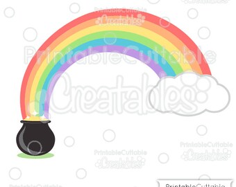 Pot of Gold Rainbow SVG Cut File & Clipart E242 - Includes Limited Commercial Use!