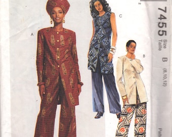 McCalls 7455 Misses Easy Tunic Pants Hat Pattern African Womens Sewing Size 8 10 12 Bust 31 32 34 OR 12 14 16 or 14 16 18 Or 10 12 14 UNCuT