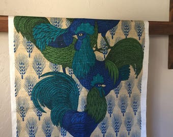 Vintage Rooster Tea Towel by Designer Lois Long