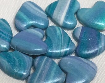 Marbled Turquoise Purple Silver White Polymer Clay Mosaic Tiles