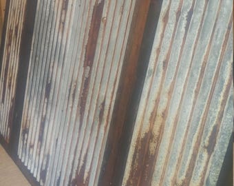 Unused Rusted Tin Panels Unbent Barn Corrugated Sheetmetal Sheets Steel Antique Vintage Weathered Aluminum Panel Siding Rust