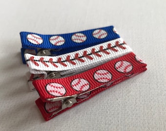 Baseball hair clips-clippies-baby-infant-toddler-hair accessories, baby gift