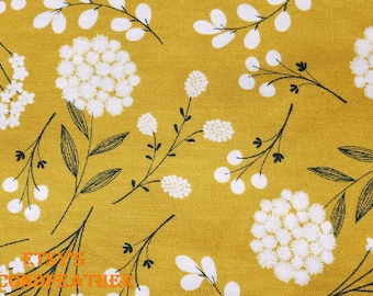 Wild Flowers - 100% Cotton Fabric - Brother Sister Design Studio - Yellow and Gray for Choice - 1 Yard - more for one cut