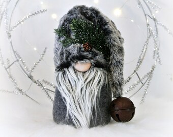 Gray Woodland Fur Nordic Gnome, Tomte, Nisse, Gnome, Scandinavian Gnome, Vidhur