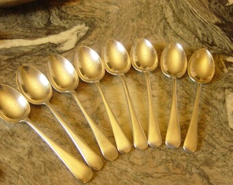 Antique English 8 Servings Silver Plate Dessert Spoons