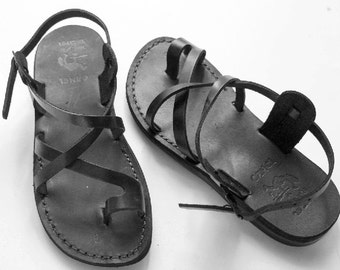 Black Rome Leather Sandals for Women & Men Handmade Sandals