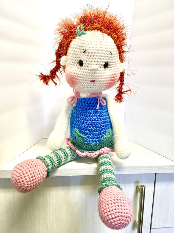 Crochet doll Amigurumi Kids Gift idea Girls soft doll Baby shower Home decor Nursery interior design Cute doll One of a kind reddish hair