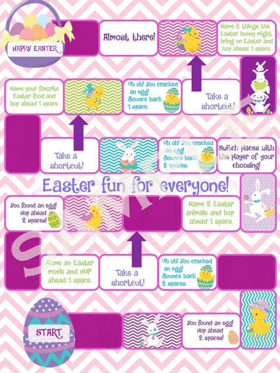Easter Board Game Printable Party Activity or Party Favor