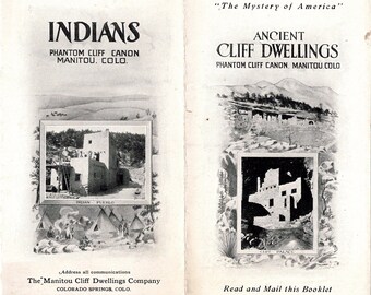 1910s Manitou Colorado Travel Brochure, Ancient Cliff Dwellings