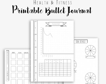 Bullet Journal Health and Fitness - Dotted Grid - BUJO - Printable