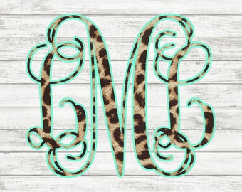 Leopard Print Monogram Decal | Leopard Decal | Leopard Monogram | Cheetah Monogram | Cheetah Decal | Car Decal | iPhone Decal | Laptop Decal