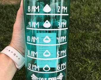 Personalized 34 ounce water bottle with times