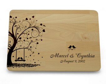 Personalised Cutting Board, Custom Cutting Board Love Tree, Wedding Gift Cutting Board