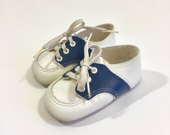 Vintage Saddle Shoes - Size 2 - Baby Saddle Shoes - Blue Saddle Shoes - Vintage Baby Shoes - 80's Baby Shoes - Vintage Shoes 2