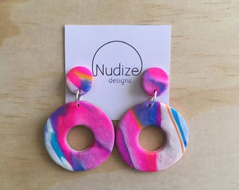 Handmade statement dangle earrings // gifts for her // “Over the rainbow"
