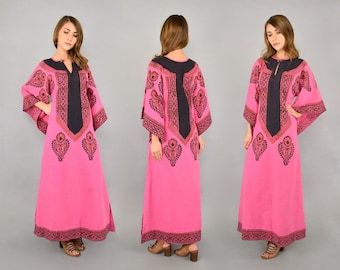 70's Indian Cotton Angel Sleeve Dress