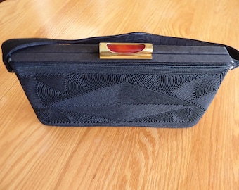 Vintage Black Corde 1940s Handbag