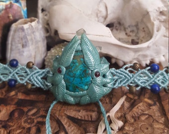 earth goddess head piece, macrame head piece