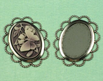 6 Antique Silver Cameo Setting Supplies Finding 647