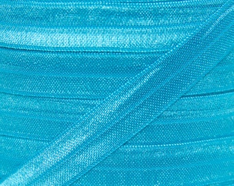 Turquoise Fold Over Elastic - Elastic For Baby Headbands and Hair Ties - 5 Yards of 5/8 inch FOE