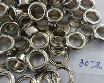 100 sets, 6.3 mm. Hole, Metal Eyelets Grommets with Washers, Silver Tone Metal Eyelets.