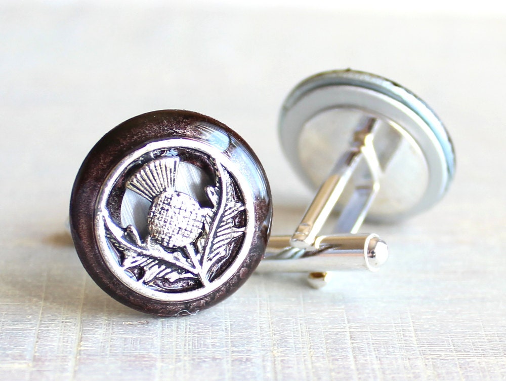 wine Scottish thistle cufflinks Scottish cufflinks wedding