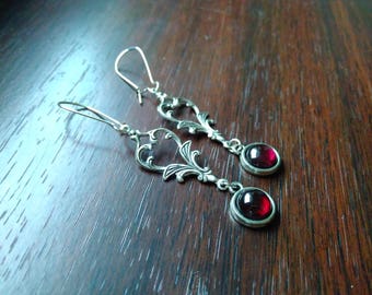 Art Nouveau earrings & Garnet Earrings