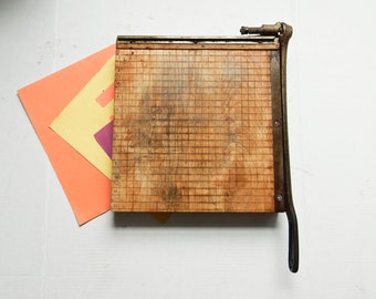 Vintage Paper Cutter, Wood Paper Cutter, Ingento Paper Cutter, 12" Paper Cutter