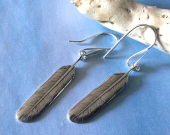 Feather Earrings Sterling Silver Lightweight Earwire Earrings.
