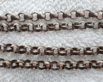 10 Feet of Vintage Steel Belcher/Rolo Chain, 5mm, Textured Design