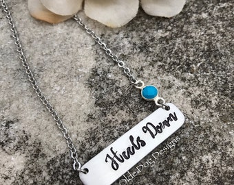 Equestrian Inspired Heels Down Bar Necklace