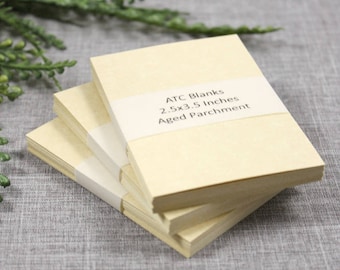 ATC Blanks ACEO Blanks Aged Parchment Paper 60 count Artist Trading Card Supplies ACEO Supplies Altered Art Mixed Media Scrapbooking