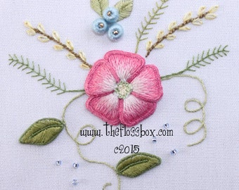 Pink Flower Stumpwork Embroidery Pattern