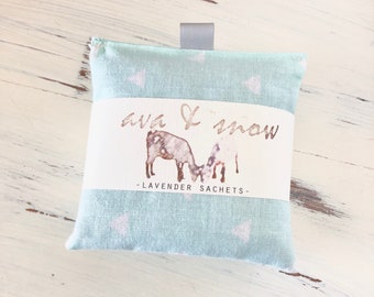 Handmade Lavender Sachet Set, Cotton Fabric Sachets, Dried Lavender Sachet