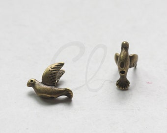 4pcs Antique Brass Tone Brass Base Bird Spacers - Bird 13x11mm (4635Z-W-171)