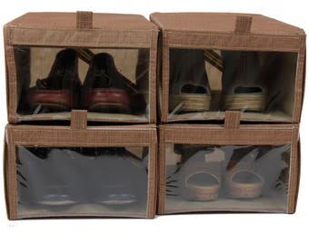 Linen shoe organizer set of 4
