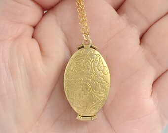 Four Way Locket. 4 Photo Gold Locket Necklace.